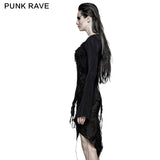 Asymmetric Hem Square Collar Feminine Gothic T-shirts