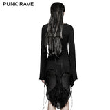 Asymmetric Hem Square Collar Feminine Gothic T-shirts