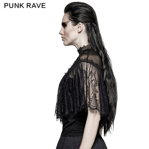 Gorgeous Floral Pattern Sleeveless Light Lace Gothic T-Shirt