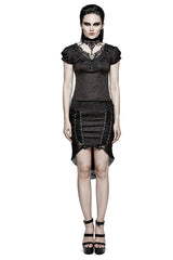 Swallow Tail Jacquard Short Sleeve Lace Gothic T-shirts