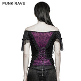 3 Colors Wide Boat Neck Elegant Party Latin Gothic T-shirts