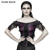3 Colors Wide Boat Neck Elegant Party Latin Gothic T-shirts