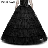 Party Elastic High Waist Flowers Mesh Prom Gothic Skirt