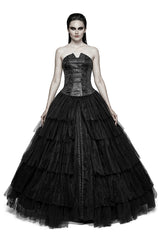 Party Elastic High Waist Flowers Mesh Prom Gothic Skirt