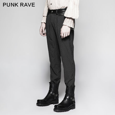 Pinstripe Simple Fitness Chino Punk Pants