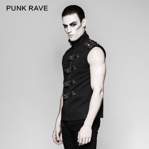 Armour Commandant Mens Punk Vest With Unique Decoration