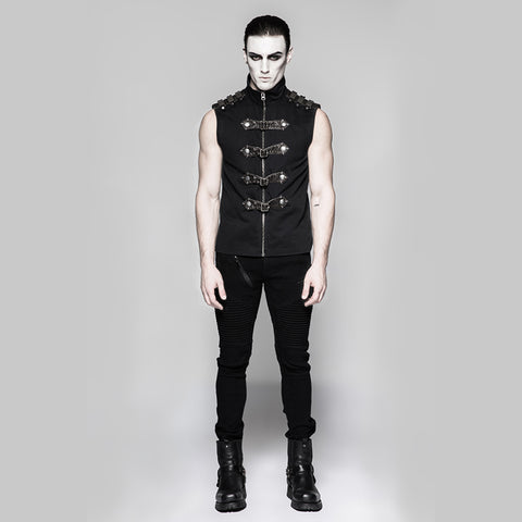 Armour Commandant Mens Punk Vest With Unique Decoration
