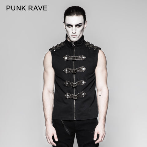 Armour Commandant Mens Punk Vest With Unique Decoration
