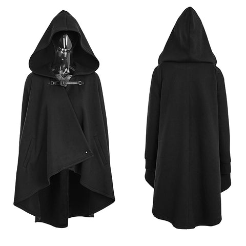 Black Personality Irregular Cloak Style Long Punk Jacket