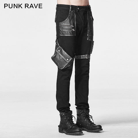 Stock Items Black Punk Pants For Men