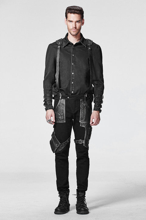 Stock Items Black Punk Pants For Men