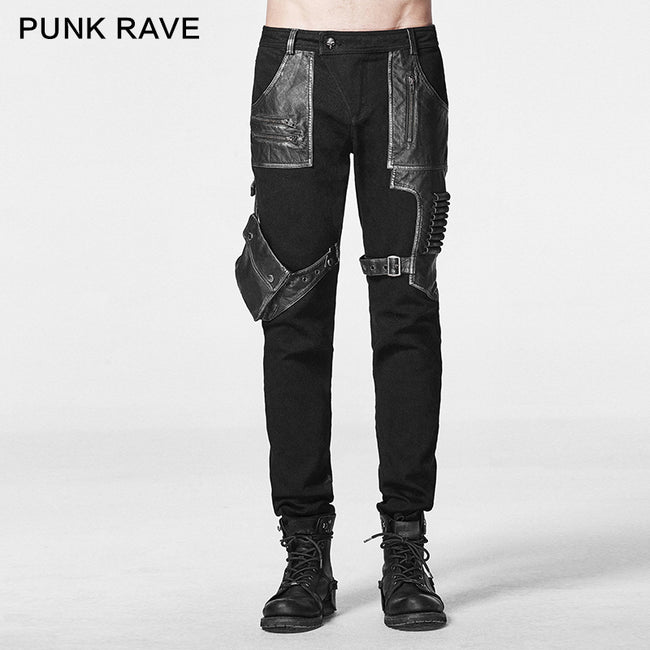Stock Items Black Punk Pants For Men