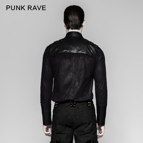 Heavy Metal Texture Shoulder Leather Coating Punk Shirts