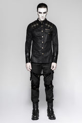 Heavy Metal Texture Shoulder Leather Coating Punk Shirts