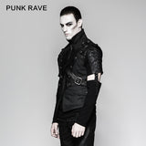 Military Uniform Cross Belt Inelastic Laminating Denim Punk Vest