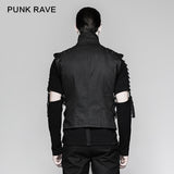 Military Uniform Cross Belt Inelastic Laminating Denim Punk Vest