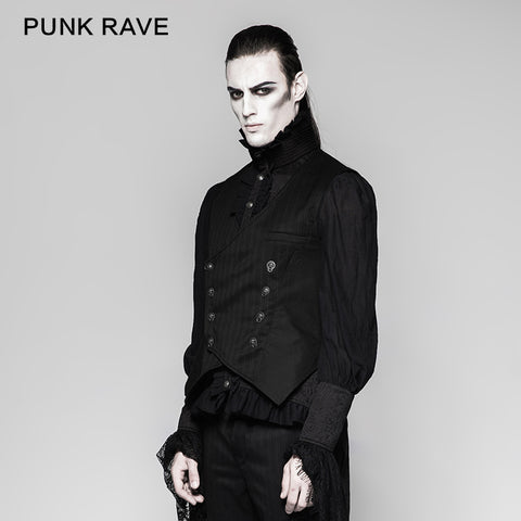 New Stylish Lock Buttons Men Striped Punk Vest