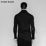 Rock Zipper High Collar Drawstring Long Sleeve Punk T-shirts