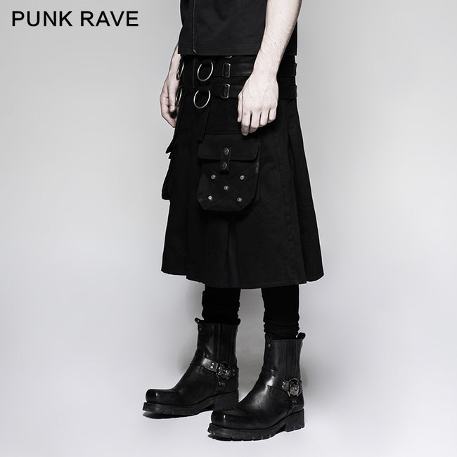 Big Pockets Mens Kilts Metallic Middle Punk Skirt