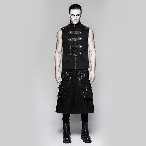 Big Pockets Mens Kilts Metallic Middle Punk Skirt