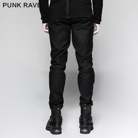 Straight-leg Trousers Men Fasteners Metal Punk Pants