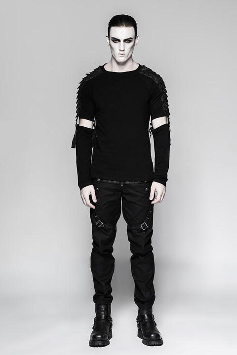 Straight-leg Trousers Men Fasteners Metal Punk Pants