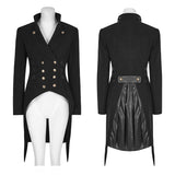 Women Swallow Tail Worsted Black Punk Jacket With Bronze Accessories