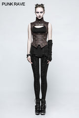 Black Leather Punk Vest Waistcoat Women Slim Joker Style