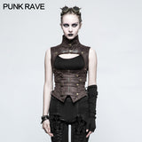Black Leather Punk Vest Waistcoat Women Slim Joker Style