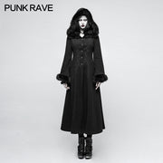 Women Disc Flowers Worsted Long Gothic Coat With Hooded