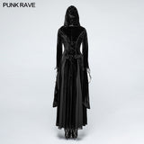 Embroidered Dark Goddess Long Velvet Gothic Coat For Women Byzantine Style