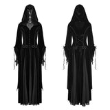 Embroidered Dark Goddess Long Velvet Gothic Coat For Women Byzantine Style