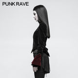Women Scissor-tail Velvet Short Gothic Jackets With Black-red Rose Lace