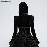 Fashion Luxury Velvet Hooded Short Gothic Coat For Women