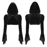 Fashion Luxury Velvet Hooded Short Gothic Coat For Women