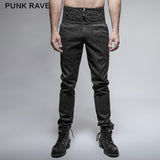 Black Spring New Chinese Knot Skinny Gothic Pants For Men