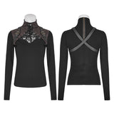 Steampunk Anti-straps Long Sleeve Punk T-shirts With High Neck Collar