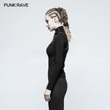Steampunk Anti-straps Long Sleeve Punk T-shirts With High Neck Collar