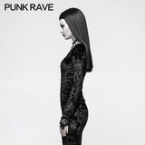 Daily Embroidery Diamond Velvet Gothic T-shirts With Positioning Necktie