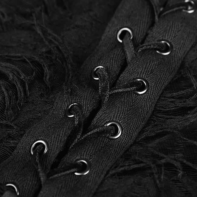 Vintage Rose Lace Mesh Black Long Gothic Dresses With Multi-split Design
