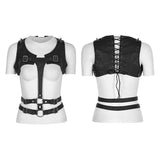 Adjustable Hand-rubbed Leather Punk Accessories Suspenders Back Clip