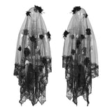 Exquisite Lace Gothic Accessories 3d Flower Gorgeous Veil With Flowing Mesh