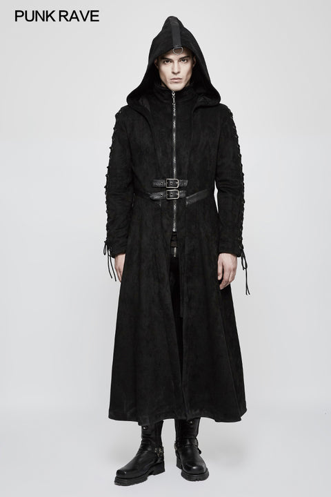 Winter Velvet Dark Angel Long Gothic Coat With Large Hat