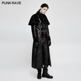 Winter Long Leather Velvet Gothic Coat With Active Belt