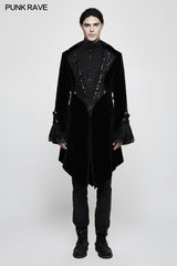 Suede Embossed Velvet Gothic Coat Gorgeous Medium Long Style