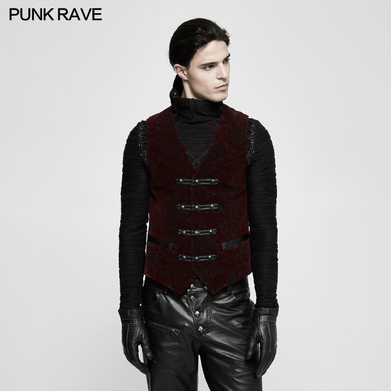 High Quality Velvet Printing Gothic Vest For Men Punkravestore