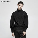 Gorgeous Dise Floret Stripes Gothic Shirt With Long Lantern Sleeve