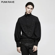 Gorgeous Dise Floret Stripes Gothic Shirt With Long Lantern Sleeve