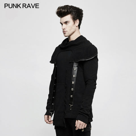 Spliced Thread Knitted Hooded Punk Sweaters Mysterious Warrior Design