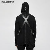 Spliced Thread Knitted Hooded Punk Sweaters Mysterious Warrior Design